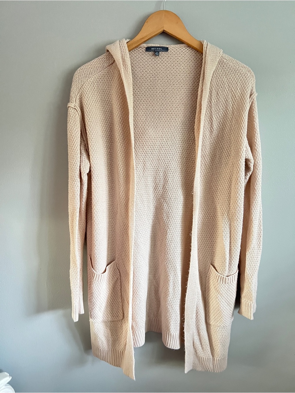 BE COOL Cream Knit Hooded Cardigan